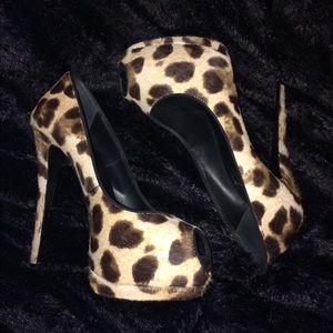Giuseppe Zanotti leopard print horse hair heels